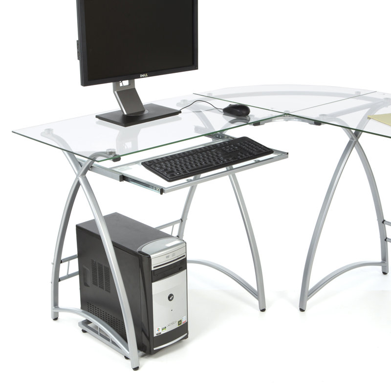 Latitude Run® Cloer Glass LShape Desk & Reviews Wayfair Canada